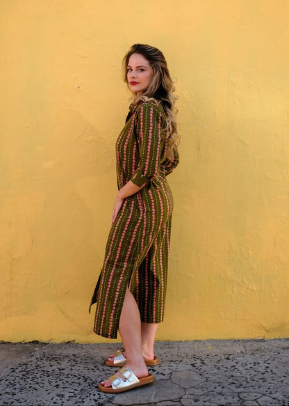 Emma Shirt Dress in Moss Green