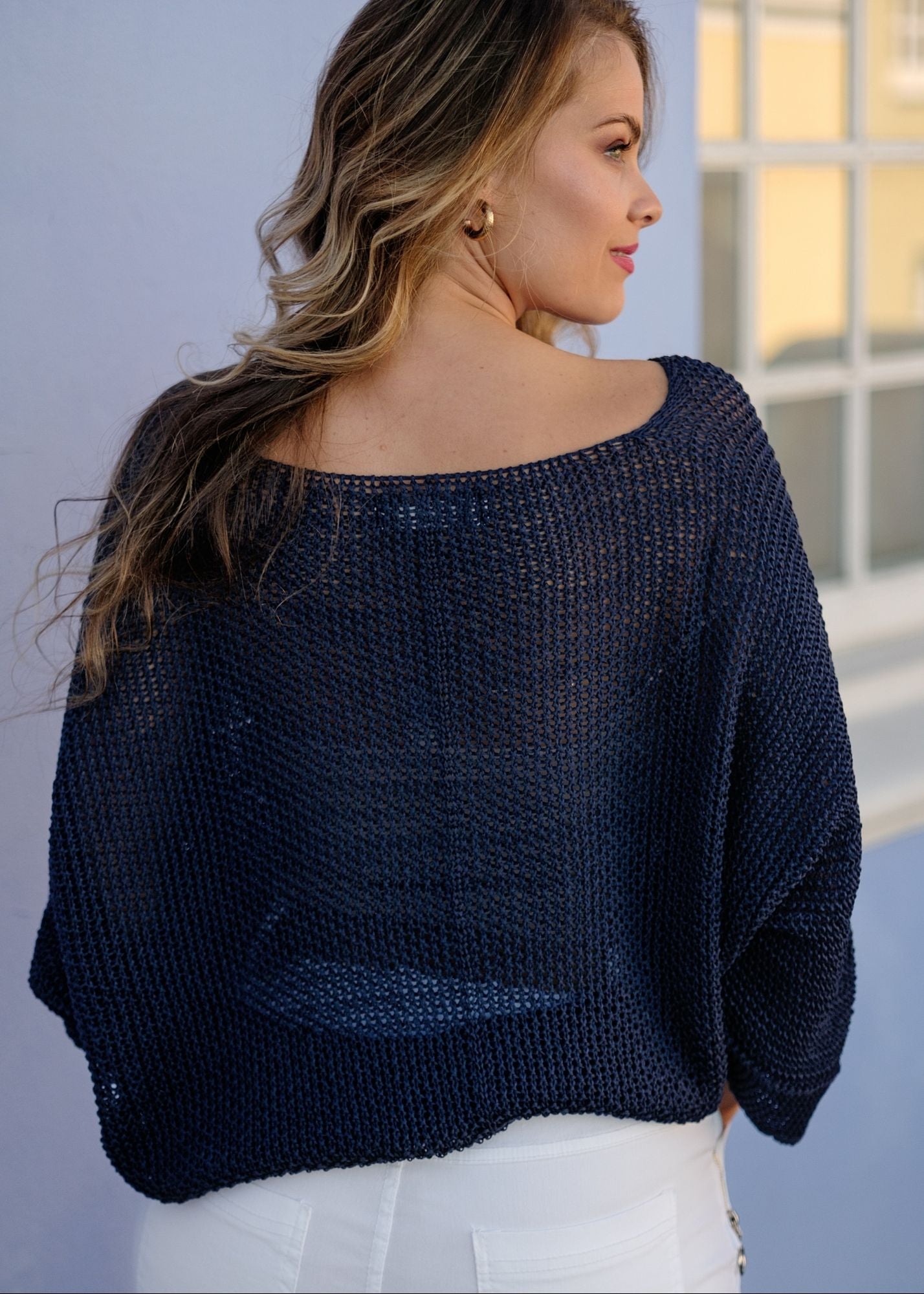 Riviera Summer Knit Top in Navy