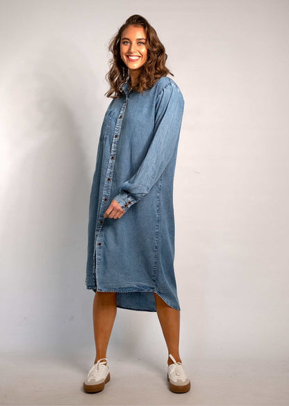 The Aurora Dress in Denim Blue