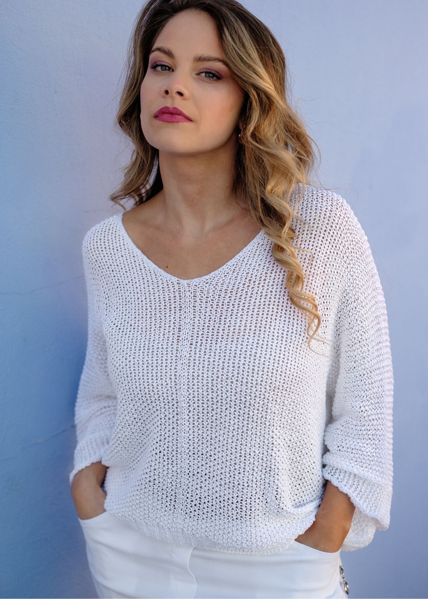 Riviera Summer Knit Top in White
