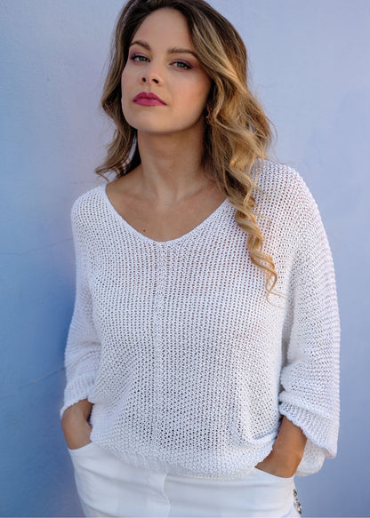 Riviera Summer Knit Top in White
