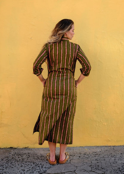 Emma Shirt Dress in Moss Green