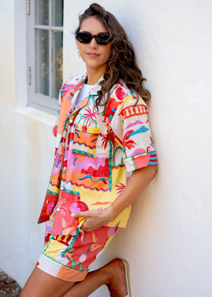 The Isola Short Set in Coral Tropical