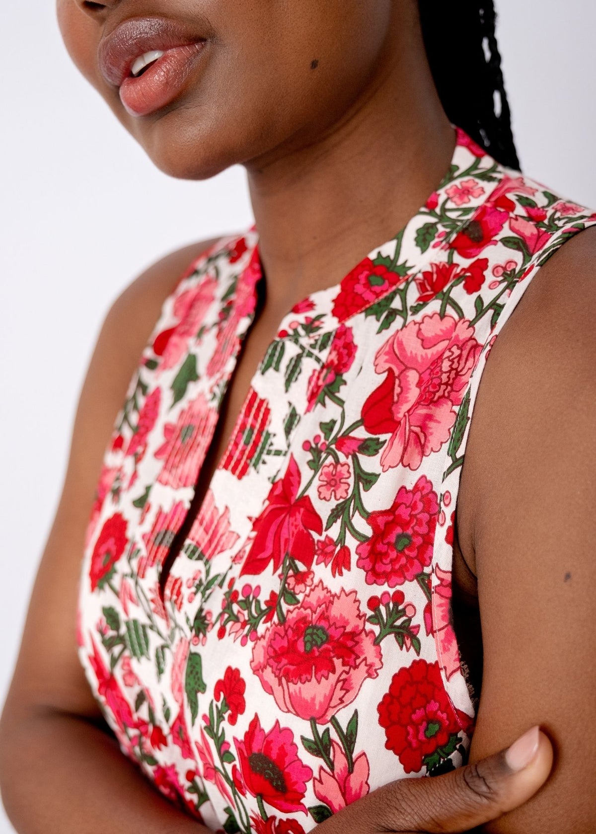 Maya V-Neck Dress in Crimson Meadow