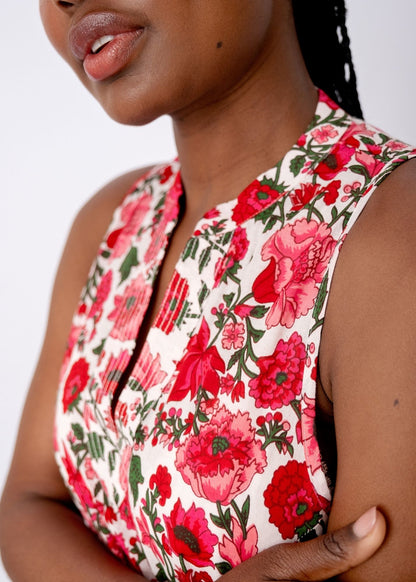 Maya V-Neck Dress in Crimson Meadow