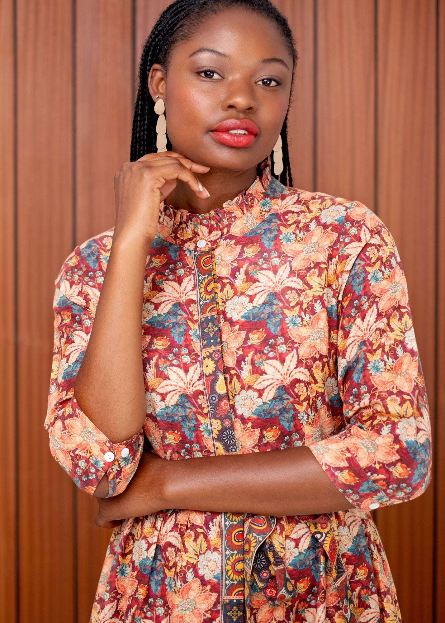 Mia Frill Dress in Autumn Bloom