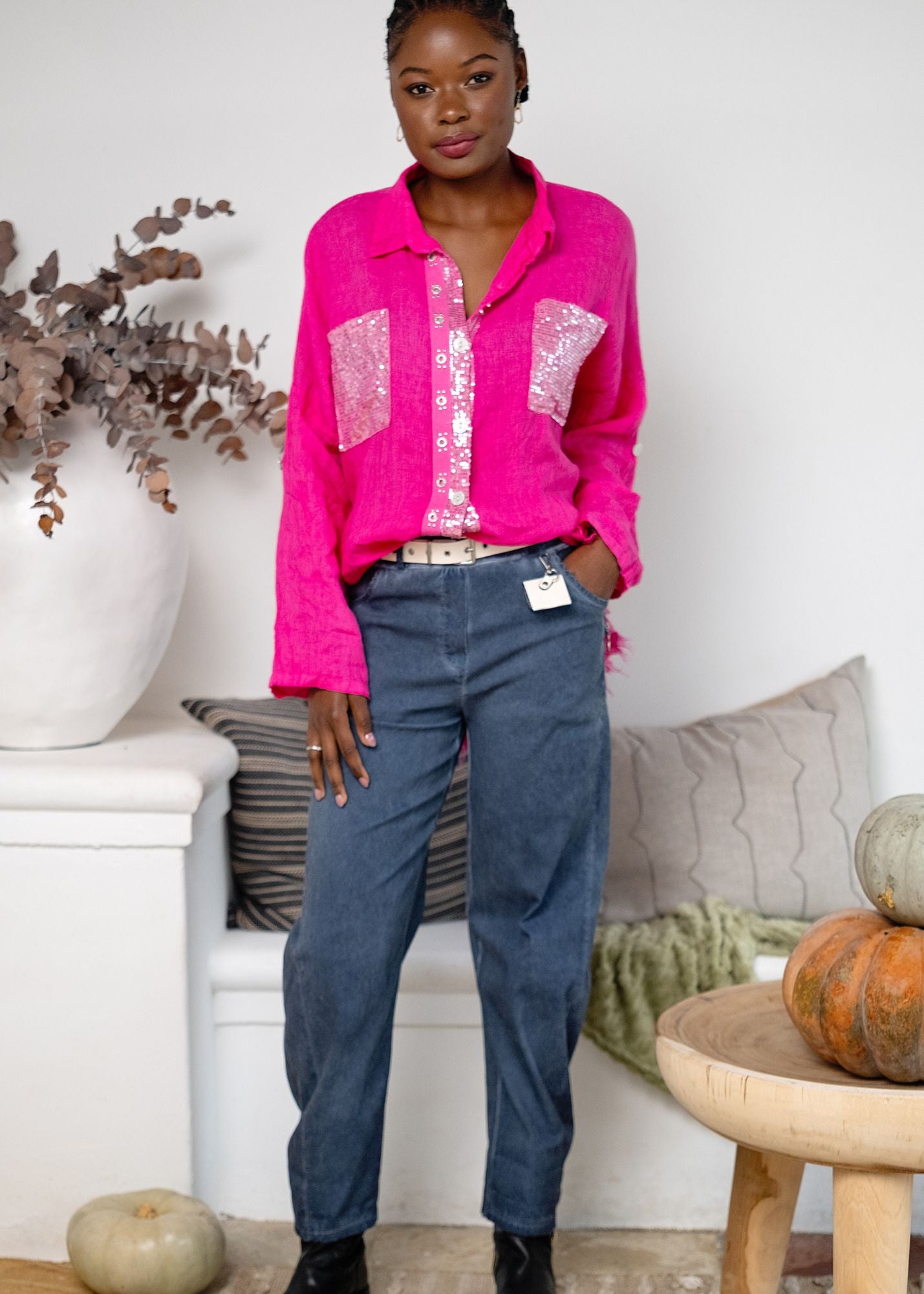 Bling Blouse in Fuchsia Pink