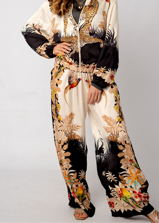 Lila Viscose Silk Blend Pants in Black Paradise