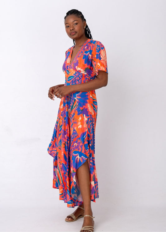Savanna Dress in Sunset Botanica