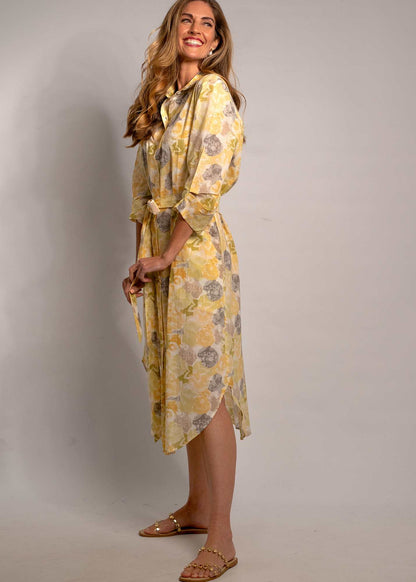 Laura Shirt Dress in Butter Yellow Taupe
