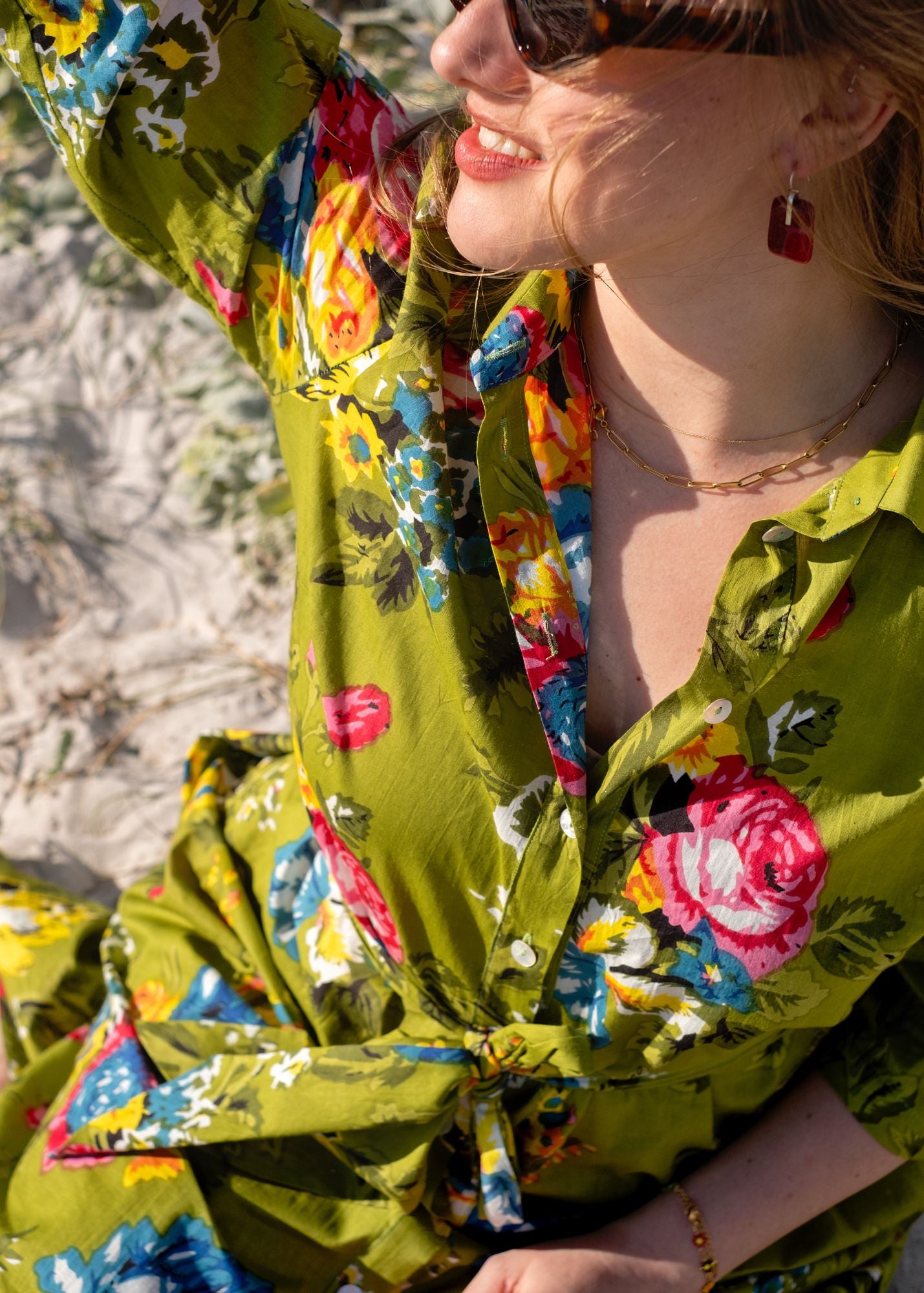 Betty Button dress in Green Garden