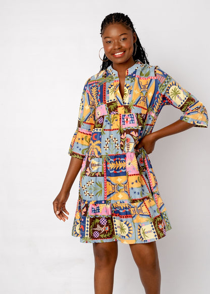 Loretta Dress in Print of Bright Berber