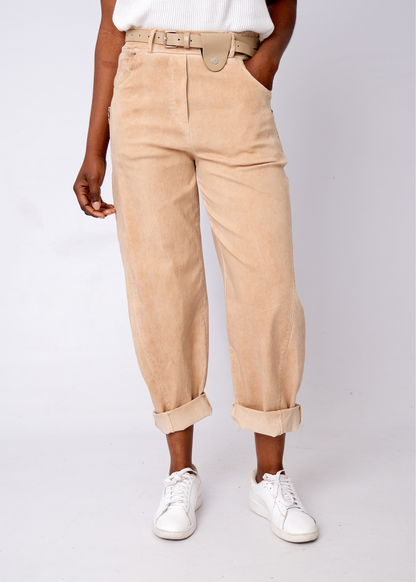 Milano Zip-Detail Slouch Pants in Stonewashed Peach