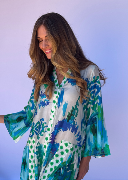 Amalfi Dress in Blue and Green