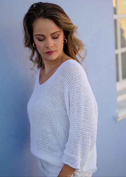 Riviera Summer Knit Top in White