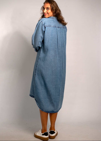 The Aurora Dress in Denim Blue