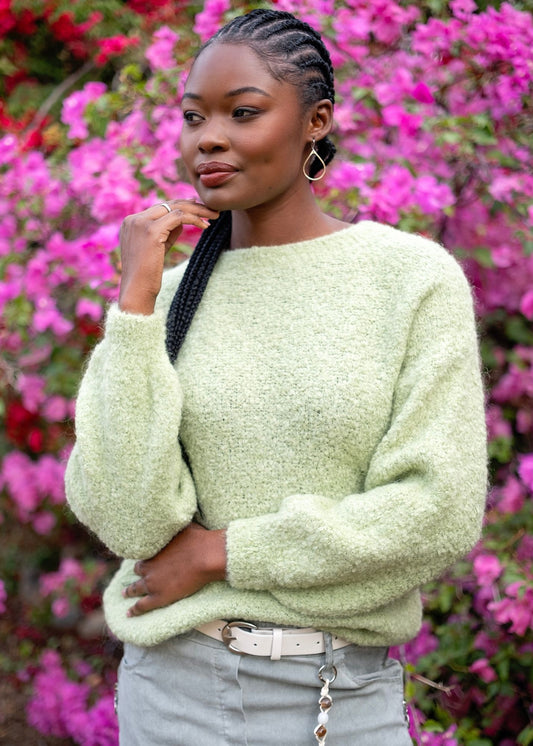 Chunky Round Neck Knit in Pistachio