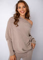 Urban Cozi Asymmetrical Sweater in Stone