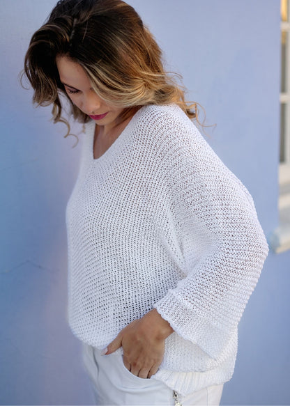 Riviera Summer Knit Top in White