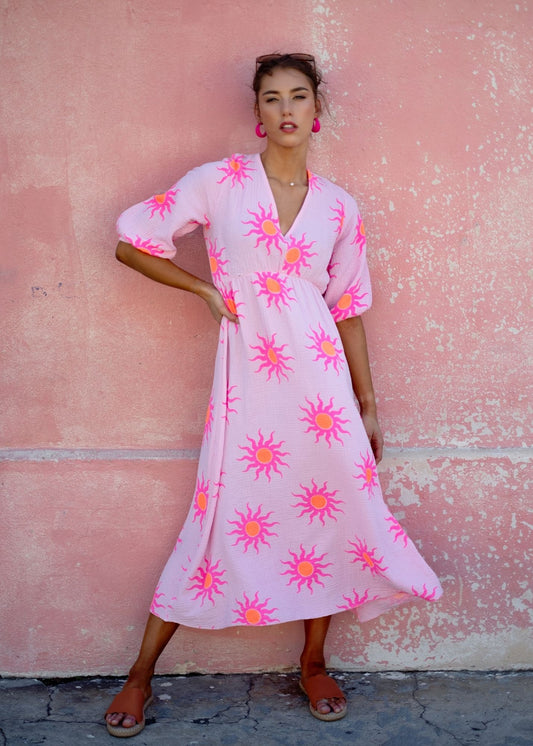 The Marisol Dress in Sunny Pink