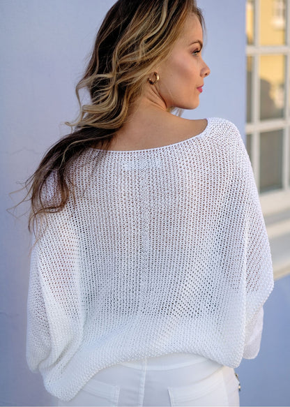 Riviera Summer Knit Top in White
