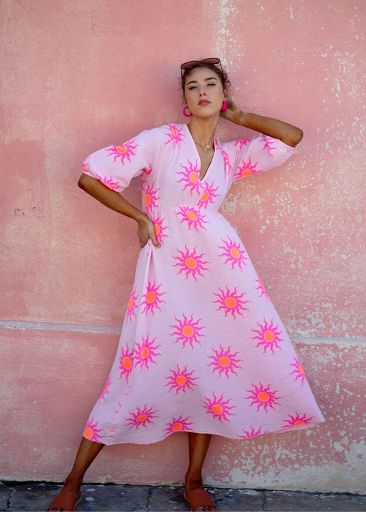 The Marisol Dress in Sunny Pink