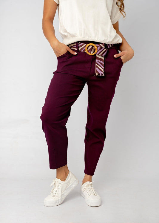 Venetian Cropped Pants in Bordeaux