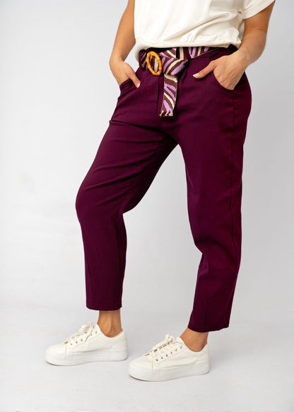 Venetian Cropped Pants in Bordeaux