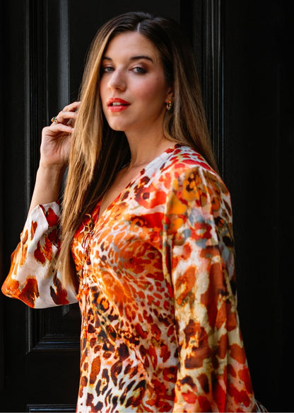 Lanira Dress in Apricot Crush Animal Print