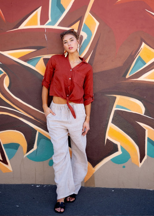 La Vita Linen Shirt -Terracotta