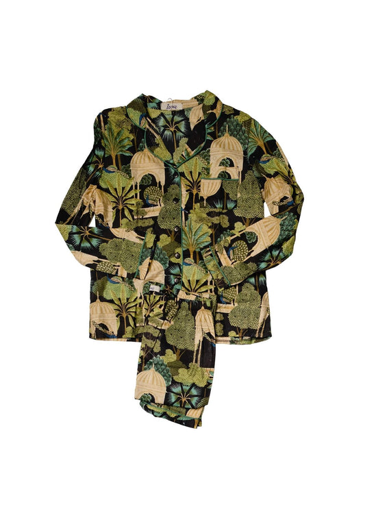 Long PJ Set in Black Taj Mahal