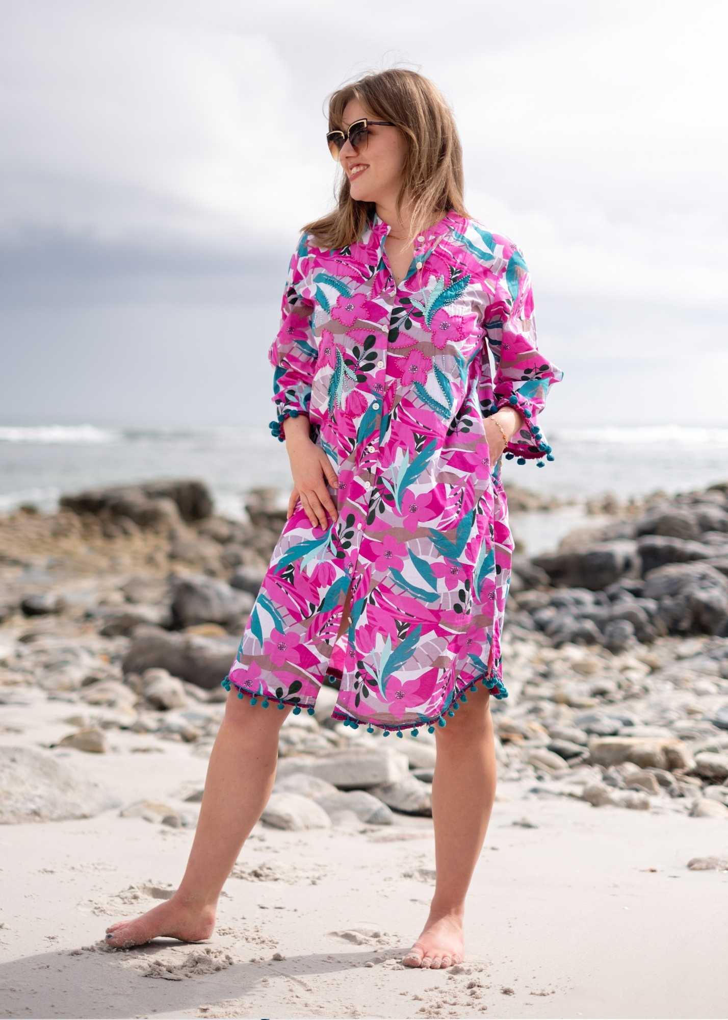 Amalfi Bloom Dress in Fuschia