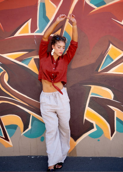 La Vita Linen Shirt -Terracotta