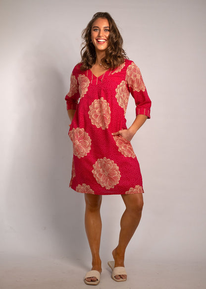 V-Neck tunic in Red Dahlia