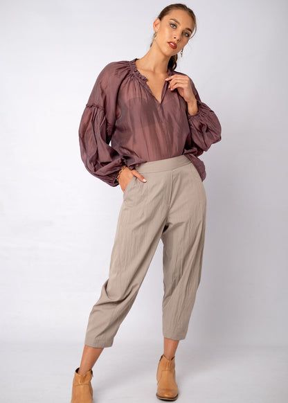 Swann Blouse with Frill  in Bordeaux