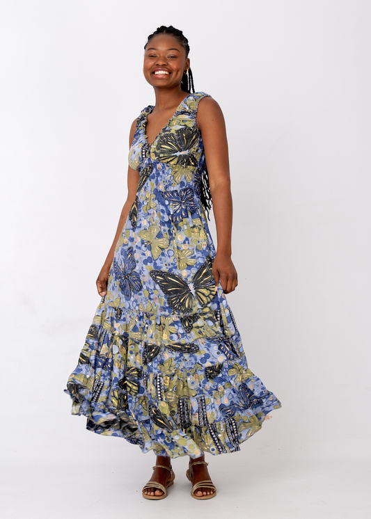 Mariposa Maxi Dress – Indigo Shimmer