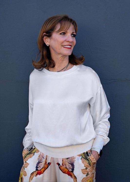 Lila Crew Top Long  Sleeve in Cream