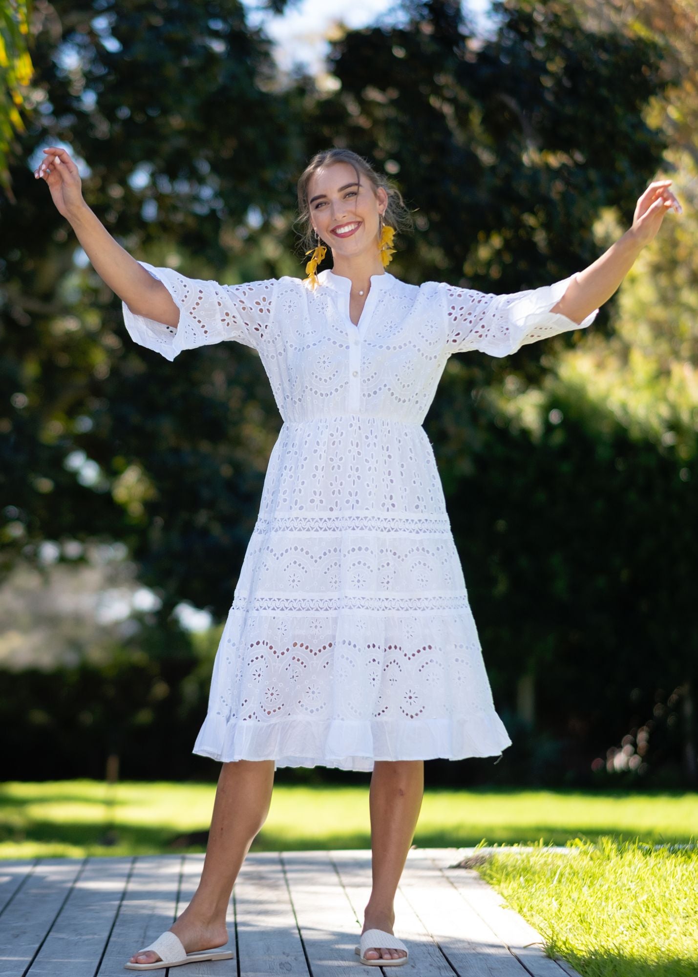 Darya Dress in Mist White