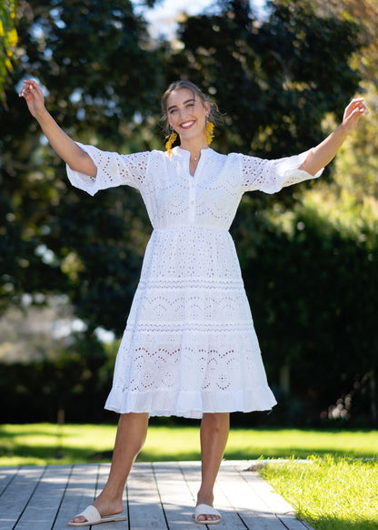 Darya Dress in Mist White