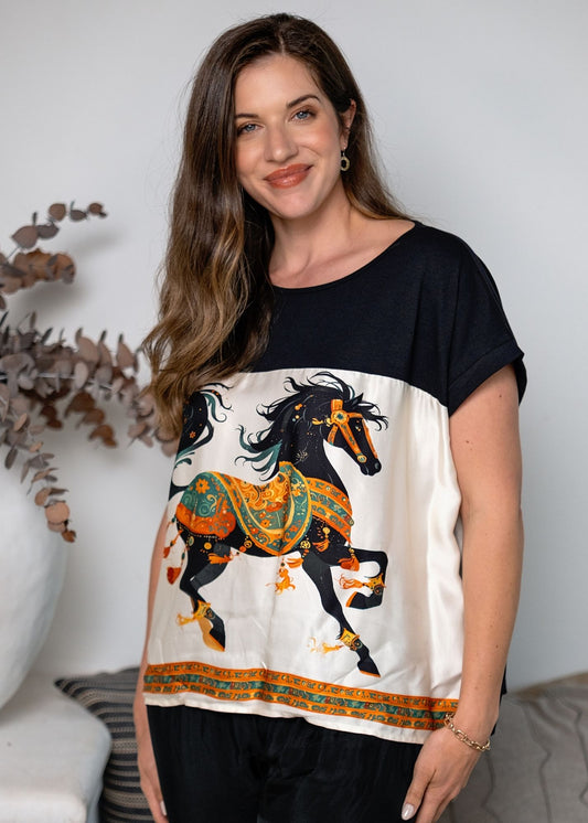 Lila Majestic Horse Print Shirt
