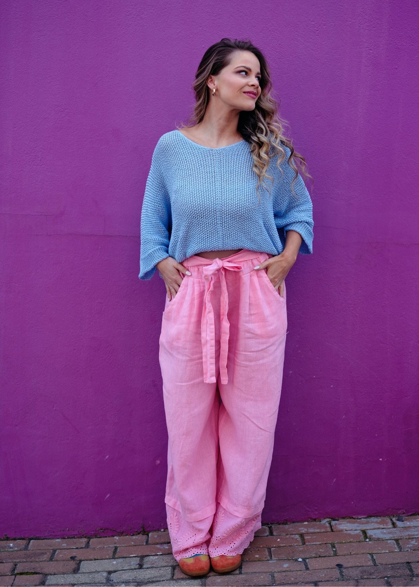 Riviera Summer Knit Top in Ocean Blue