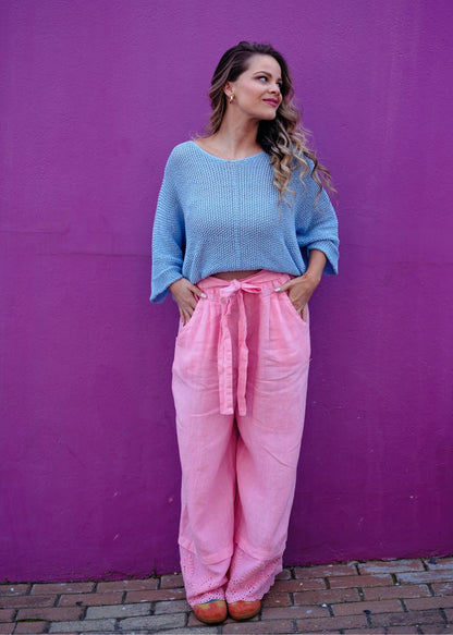 Riviera Summer Knit Top in Ocean Blue