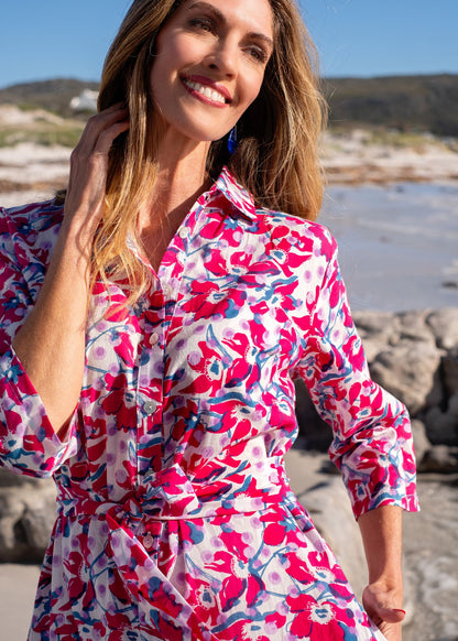 Betty Button dress in and Pink and Blue