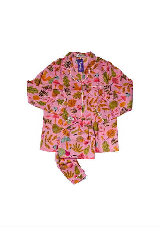 Long PJ Set in Pink Hedgehog