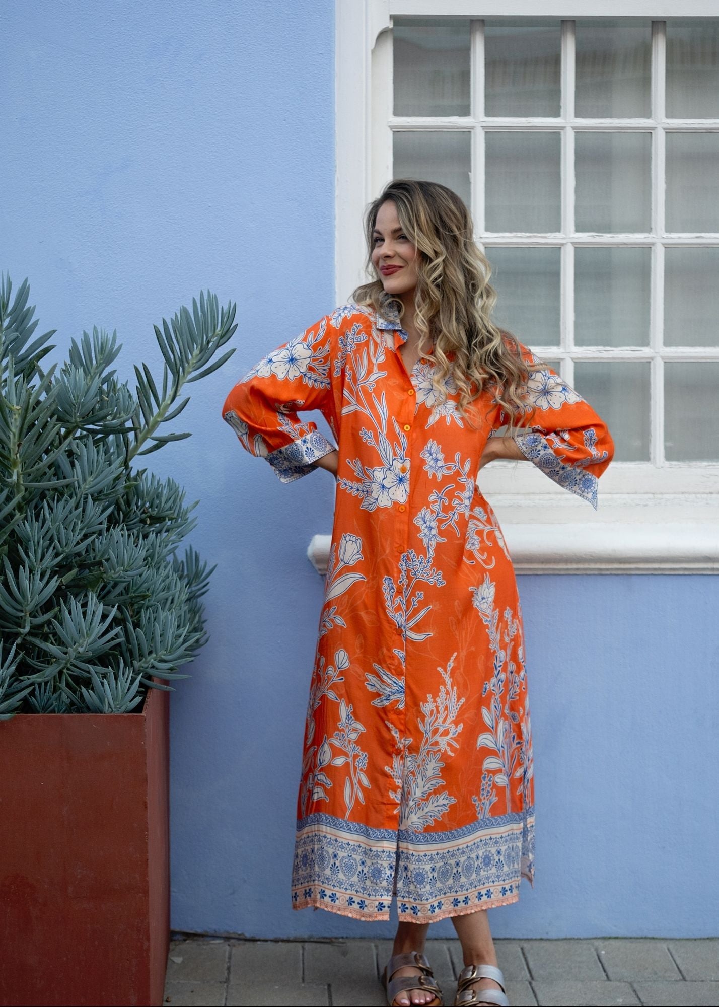 Lindi Dress in Orange Floral