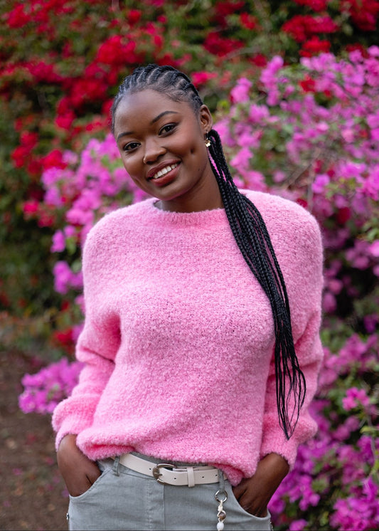 Chunky Round Neck Knit in Pink