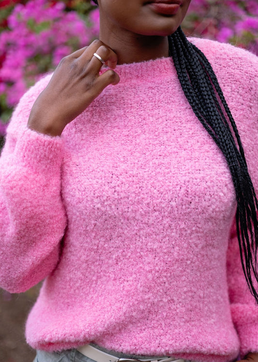 Chunky Round Neck Knit in Pink