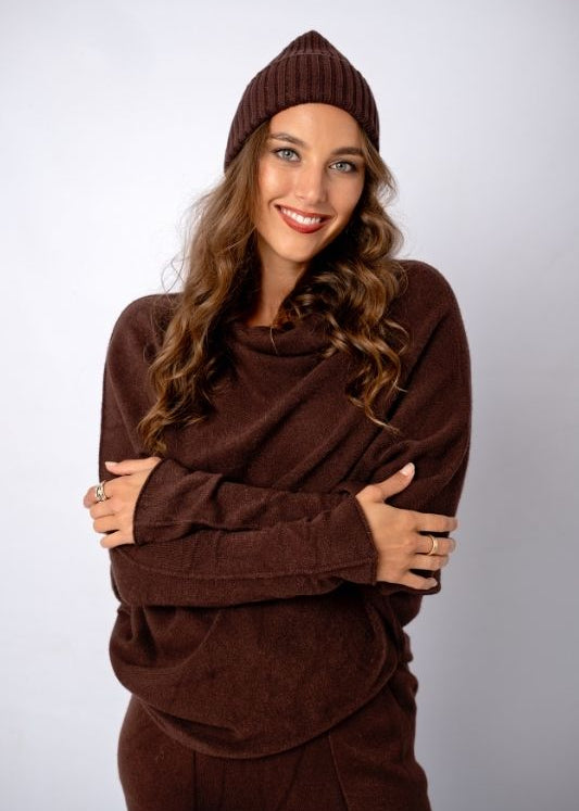 Urban Cozi Asymmetrical Sweater in Choc Chip
