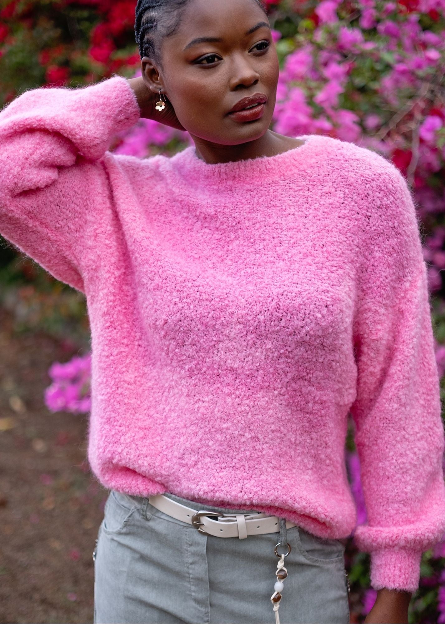 Chunky Round Neck Knit in Pink