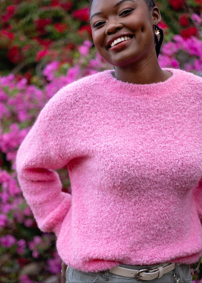 Chunky Round Neck Knit in Pink